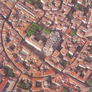 Aerial view of the old town of Carpentras